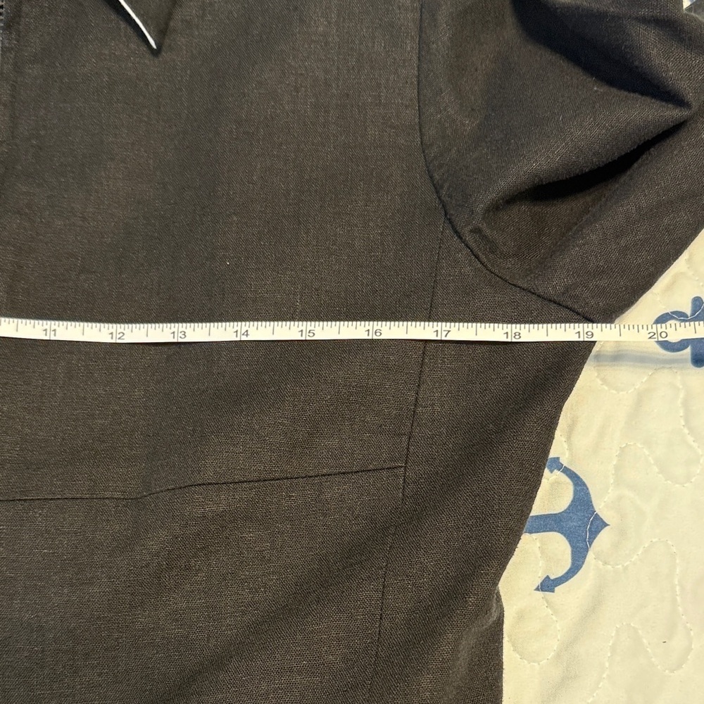 Jessica Howard Vintage Black Linen Blend Zip Up Jacket Contrast Cuff Size 12 - Picture 9 of 10